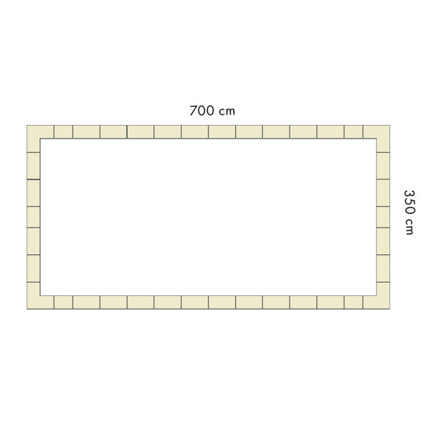 Trend Keramik-Beckenrandsteine Set f. REB 700 x 350 cm | Ecke 90 Grad mit Nase | Crystal Bianco / Sand