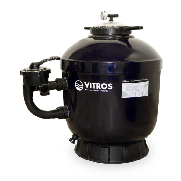 Trend Pool GFK Filterkessel VITROS Side | Ø 650 mm | Höhe XXX mm | Dunkelblau | inkl. 6 Wege (Ø 50 mm - 1 1/2")